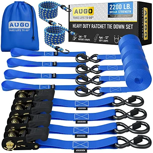 AUGO Heavy Duty Ratchet Straps 15 FT - Rank 10 in Best Retractable Ratchet Straps of 2025