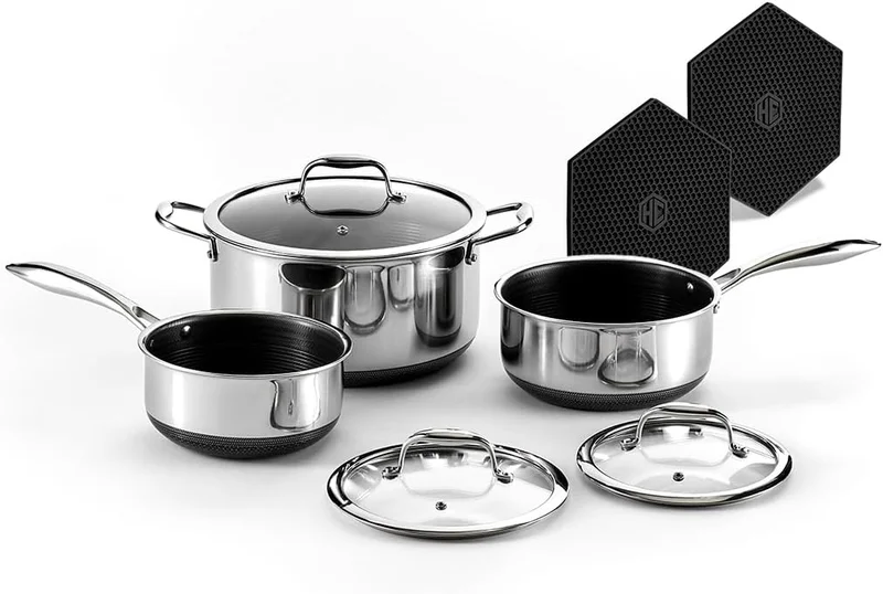 HexClad Hybrid Nonstick Pot Set 6-Piece - Rank 10 in Best Hexclad Set of 2025