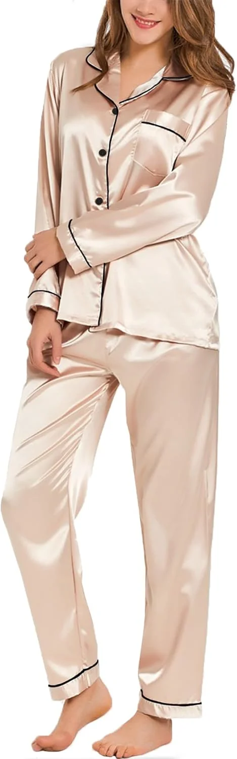 SWOMOG Women's Silk Satin Pajama Set - Rank 8 in Best Satin Silk Pajama of 2025