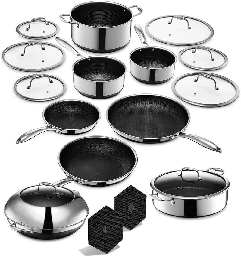 HexClad 16 Piece Hybrid Cookware Set - Rank 2 in Best Hexclad Set of 2025