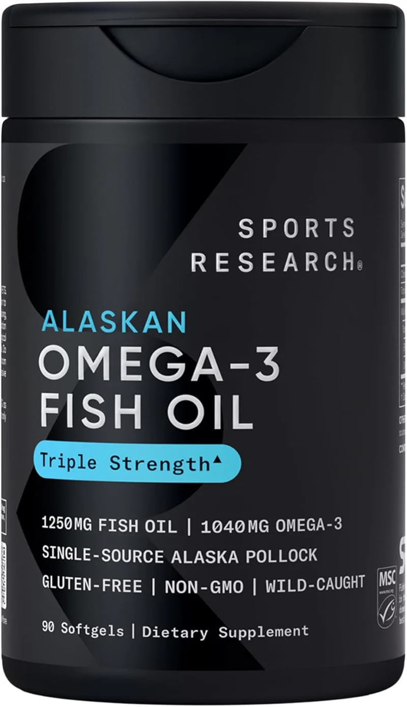 Sports Research Triple Strength Omega 3 Fish Oil - Rank 1 in Best Fish Oil Supplements of 2025