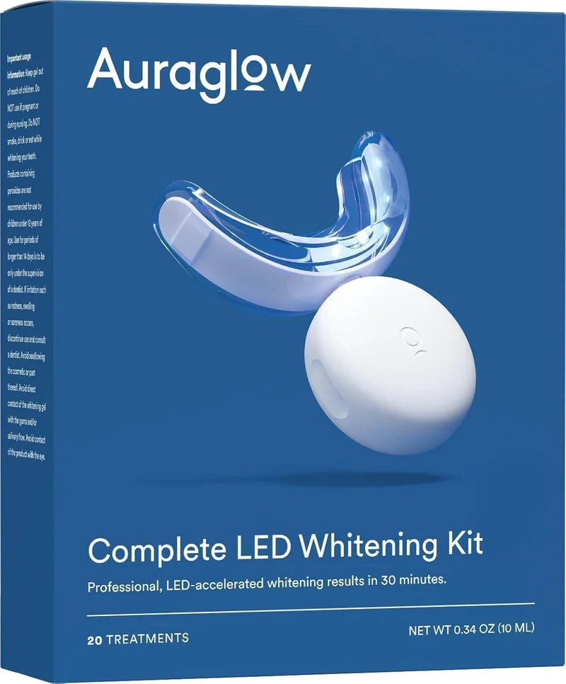 AURAGLOW Teeth Whitening Kit with LED Light - Rank 3 in Best Luminex White Strips of 2025