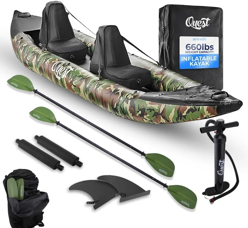 SereneLife Inflatable 2-Person Kayak Camo - Rank 6 in Best Inflatable Kayak of 2025