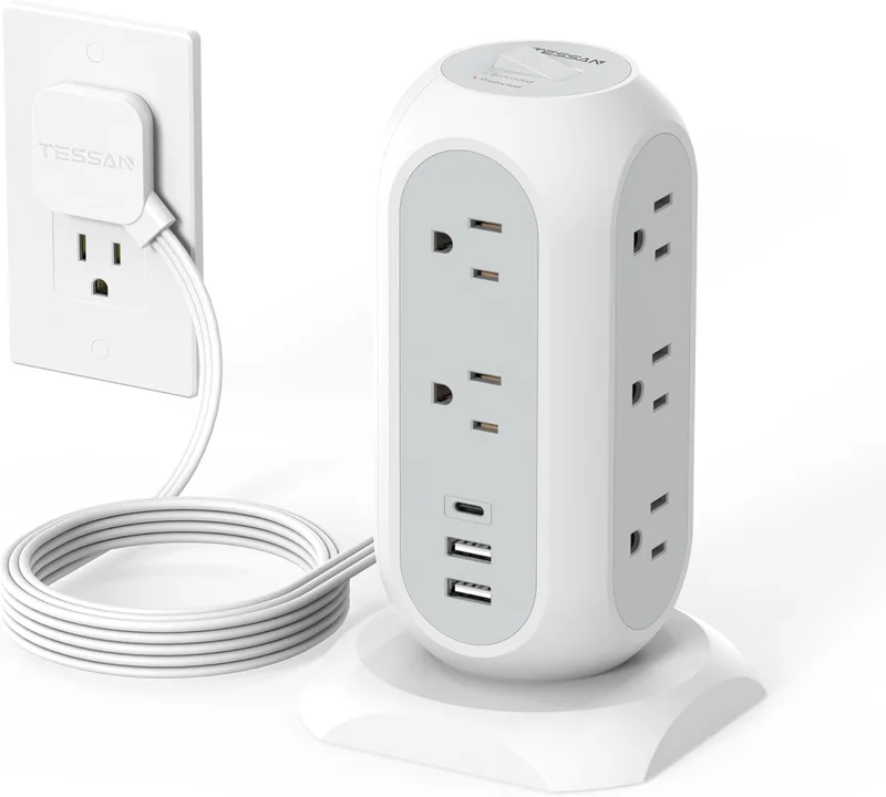TESSAN Tower Power Strip with USB Ports - Rank 8 in Best Power Tower of 2025