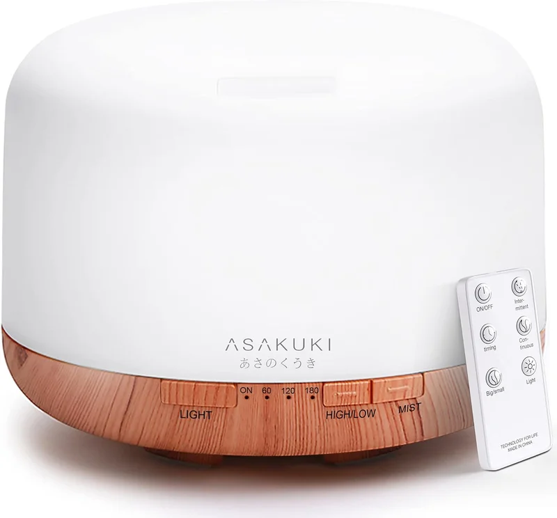 ASAKUKI 500ml Essential Oil Diffuser - Rank 10 in Best Humidifier For Bedroom of 2025
