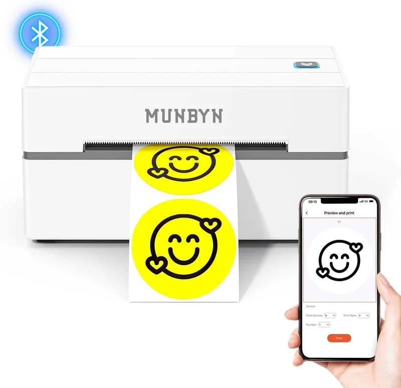 MUNBYN 130B Bluetooth Thermal Shipping Label Printer - Rank 5 in Best Thermal Printer of 2025