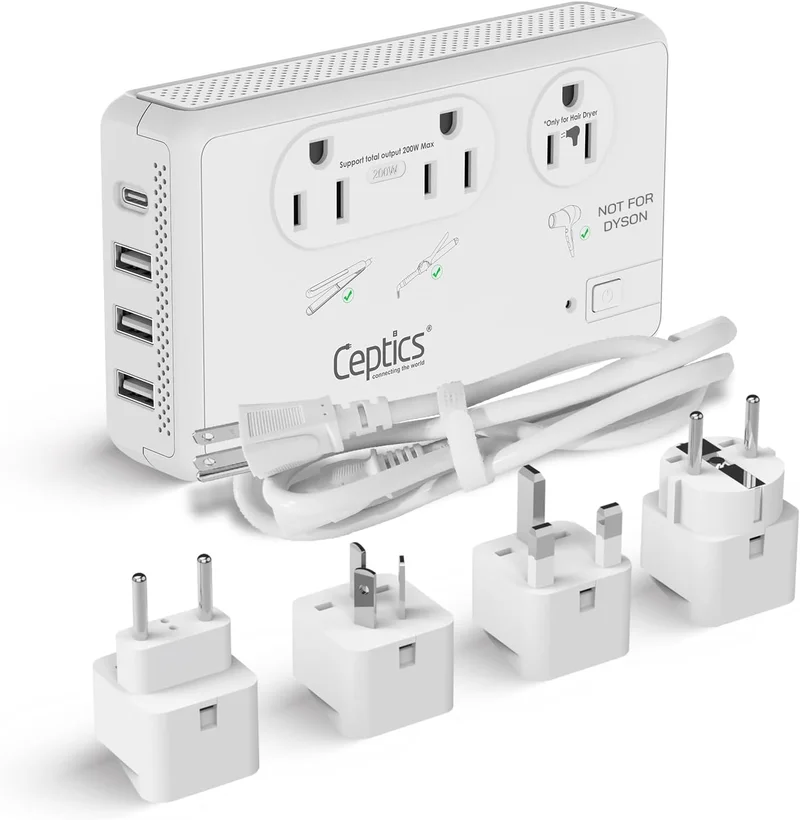Ceptics Travel Voltage Converter 2000W with USB-C - Rank 7 in Best Voltage Converter of 2025