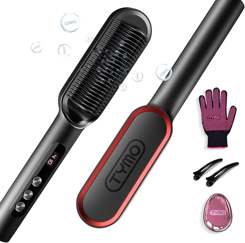 TYMO Ring Plus Ionic Hair Straightener Brush - Rank 5 in Best Hot Comb of 2025