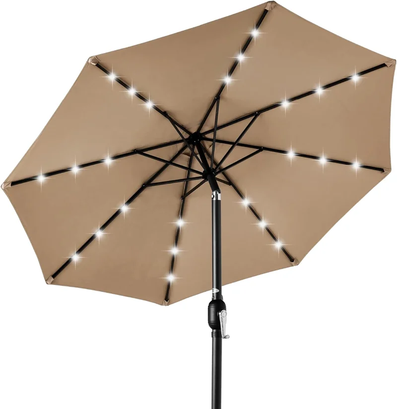 Solar LED Patio Umbrella, 10ft Tan - Rank 3 in Best Patio Umbrellas of 2025
