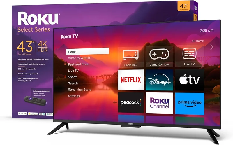 Roku 43-Inch Select Series 4K HDR Smart TV - Rank 6 in Best 4k Tv of 2025
