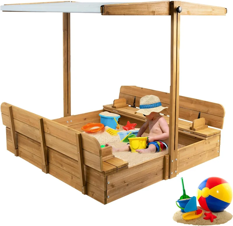PetsCosset Wooden Sandbox with Canopy and Lid - Rank 3 in Best Sandbox of 2025