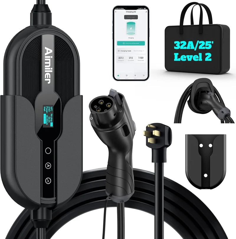 AIMILER Level 2 EV Charger, 32Amp, 25ft Cable - Rank 7 in Best J1772 Charger of 2025