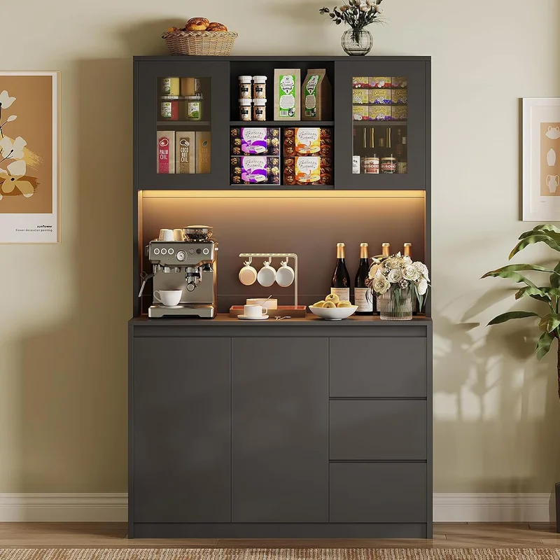 GarveeHome Tall Kitchen Pantry Cabinet with LED Lights - Rank 7 in Best Pantries of 2025
