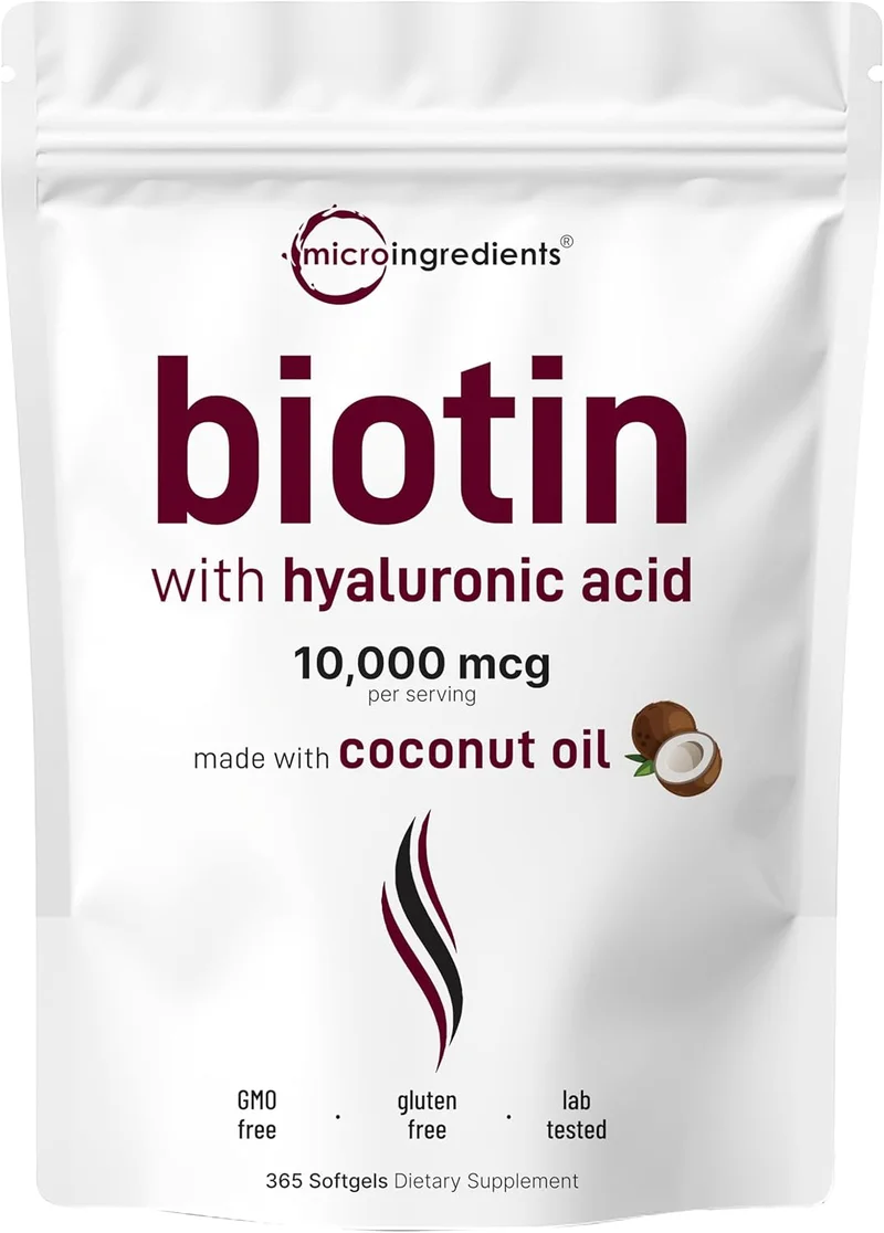 Micro Ingredients Biotin 10,000mcg with Hyaluronic Acid 25mg - Rank 3 in Best Biotin Supplements of 2025