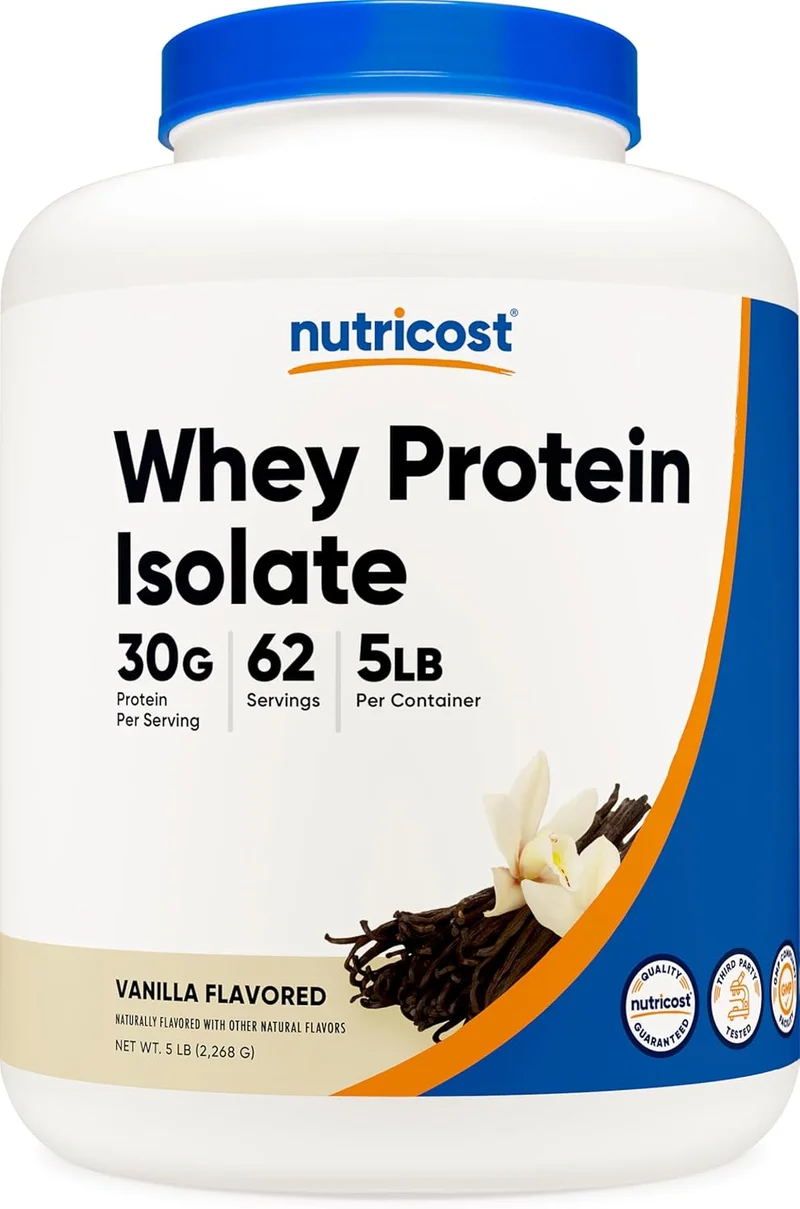Nutricost Vanilla Whey Protein Isolate Powder, 5 pounds - Rank 2 in Best Whey Protein Powders of 2025