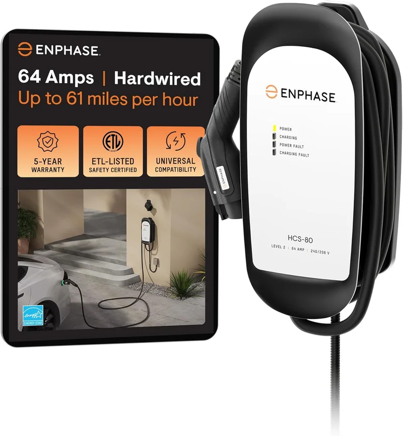 Enphase HCS-80 64 Amp EV Charger - Rank 5 in Best Chargepoint Home Flex of 2025