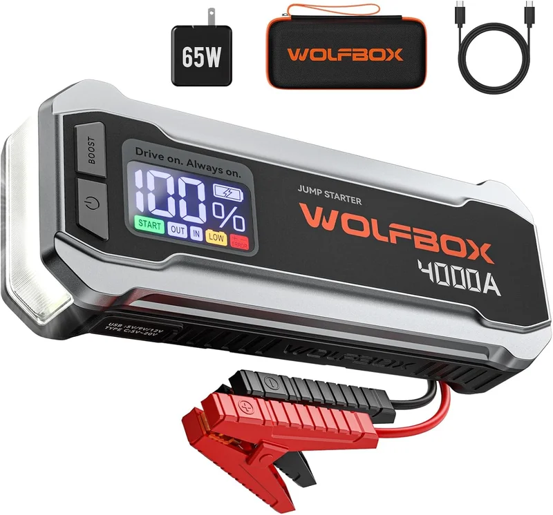 ‎WOLFBOX 4000A 12V Car Jump Starter - Rank 1 in Best Jump Pack of 2025