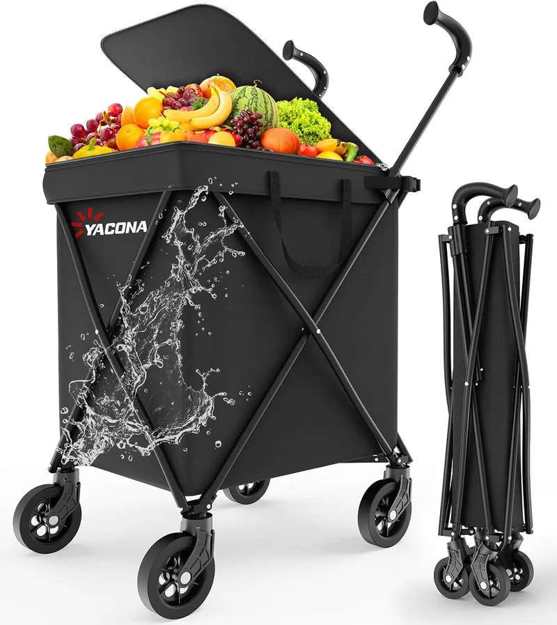 Folding Grocery Cart with Canvas Cover - Rank 4 in Best Folding Shopping Cart of 2025