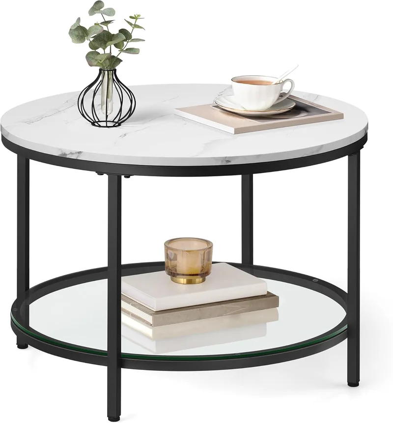 VASAGLE Round Coffee Table with Faux Marble Top - Rank 10 in Best Coffee Tables of 2025