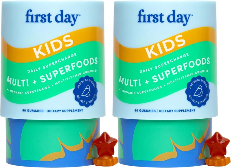 FIRST DAY Kids Daily Multivitamin Gummies – 2-Pk, 60 Day Supply - Rank 5 in Best Multivitamin For Kids of 2025