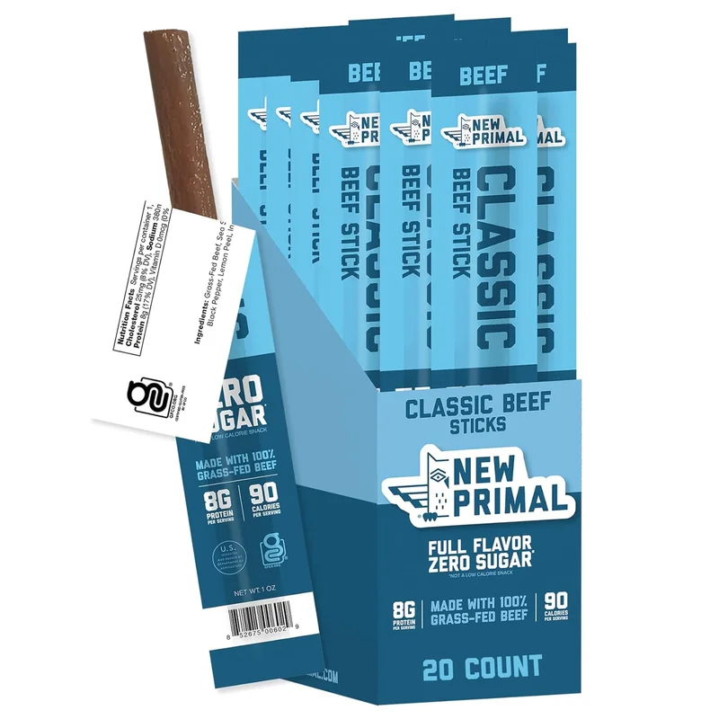 The New Primal Grass Fed Beef Sticks - Rank 7 in Best Low Carb Snack of 2025