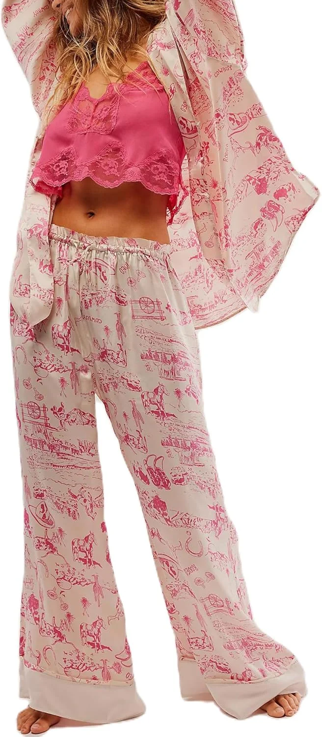 Fenghualzzniya Women's Satin Floral Pajama Set - Rank 8 in Best Silk Pajama of 2025