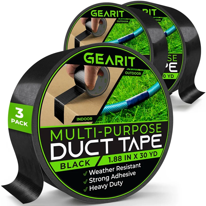GearIT Heavy-Duty Black Duct Tape 3-Pack - Rank 8 in Best Duct Tape of 2025
