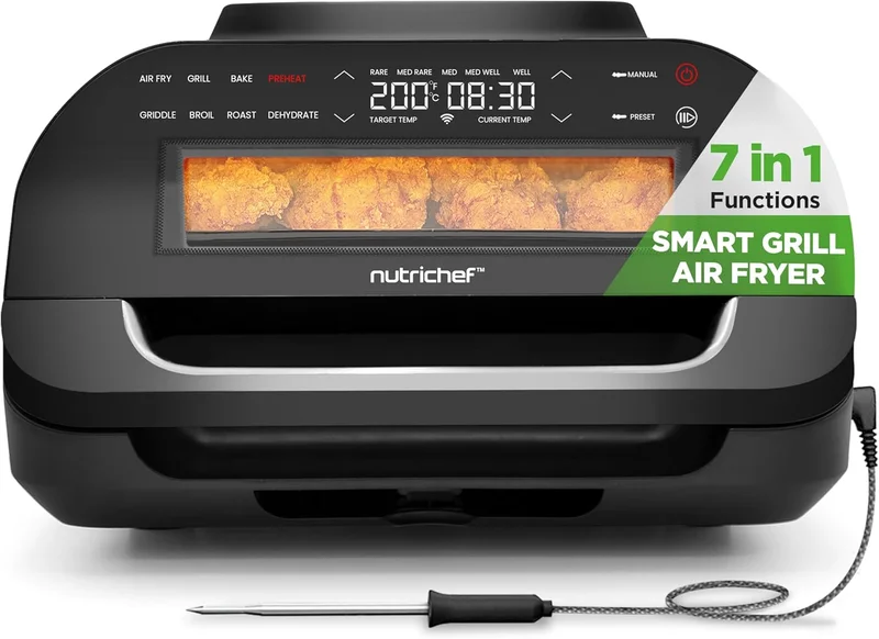 NutriChef Smokeless Smart Grill & Air Fryer - Rank 2 in Best Ninja Grill of 2025