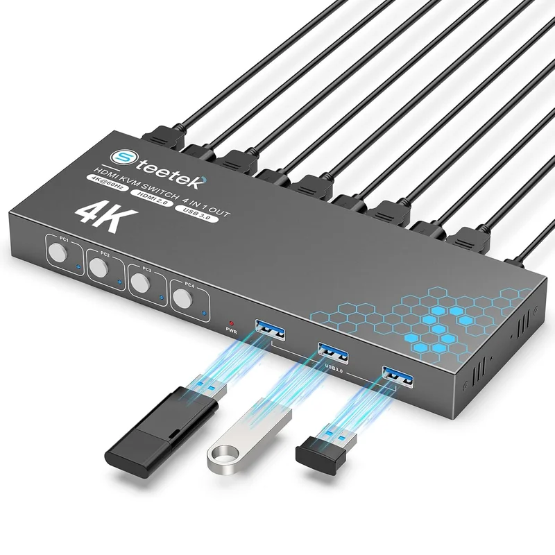 Steetek 4K HDMI KVM Switch 4-Port - Rank 10 in Best Kvm Switch of 2025