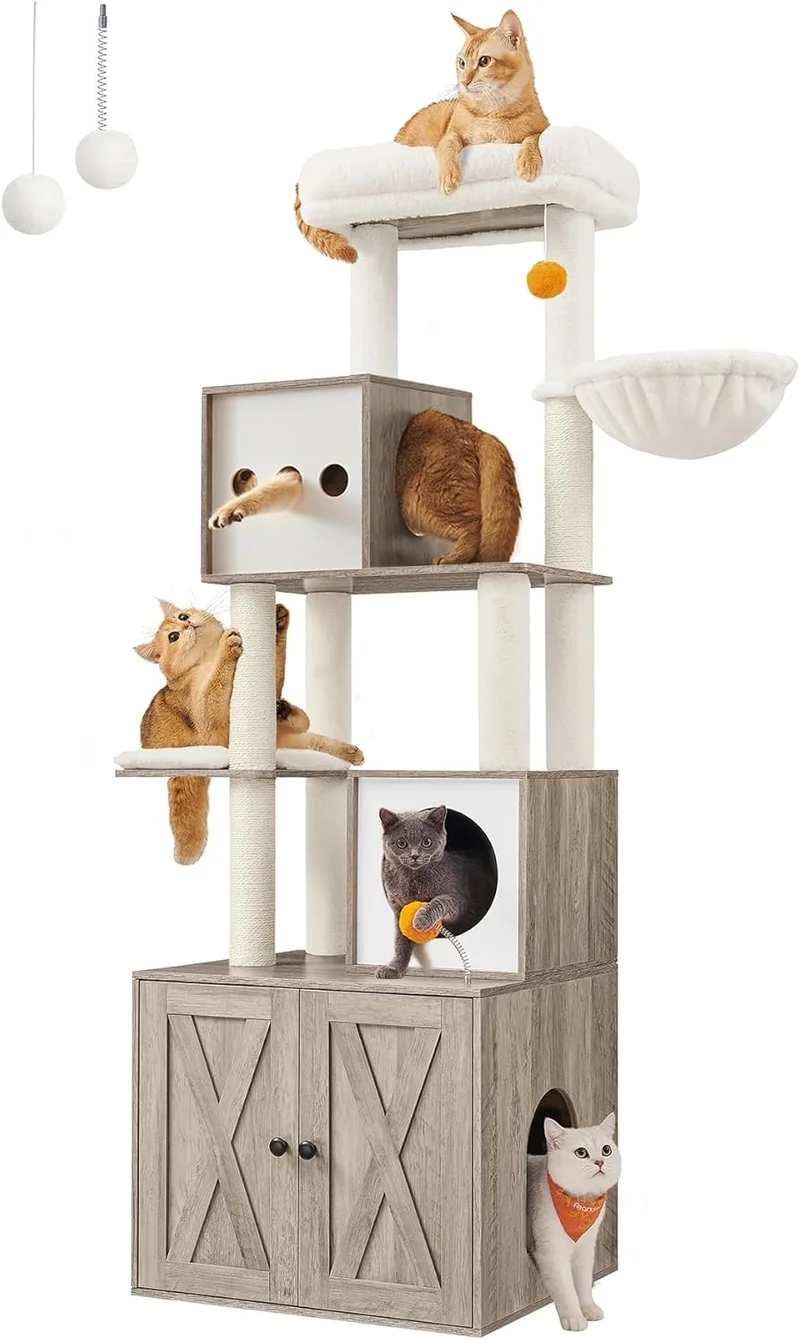 Feandrea Cat Tree and Litter Box Enclosure - Rank 4 in Best Cat Tree of 2025