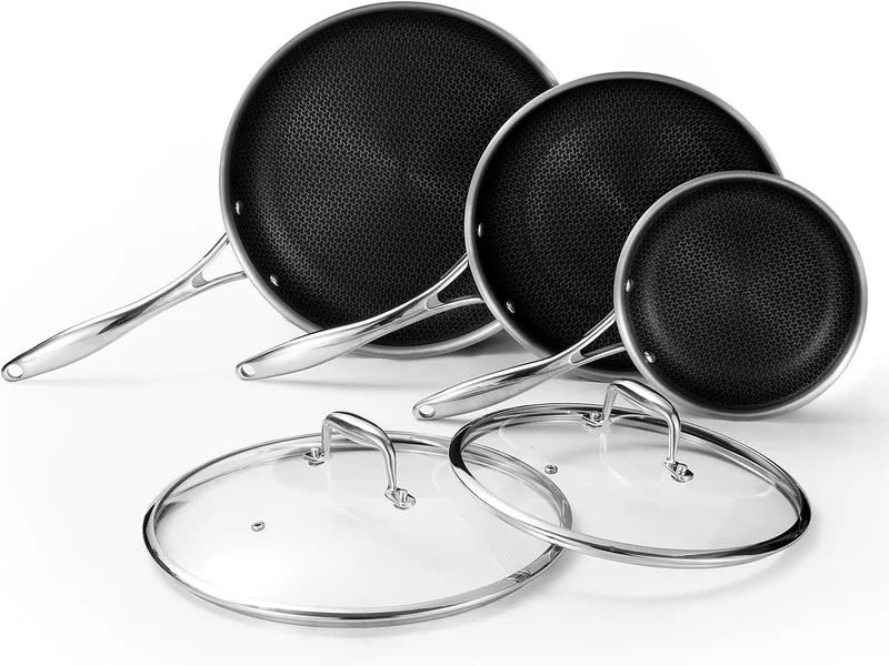 DELUXE Hybrid Nonstick Fry Pan Set - Rank 4 in Best Hexclad Pans of 2025