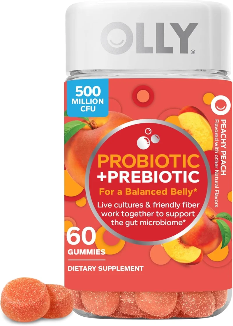 OLLY Probiotic + Prebiotic Gummy, Digestive Support, 60 Count - Rank 9 in Best Probiotics For Men of 2025