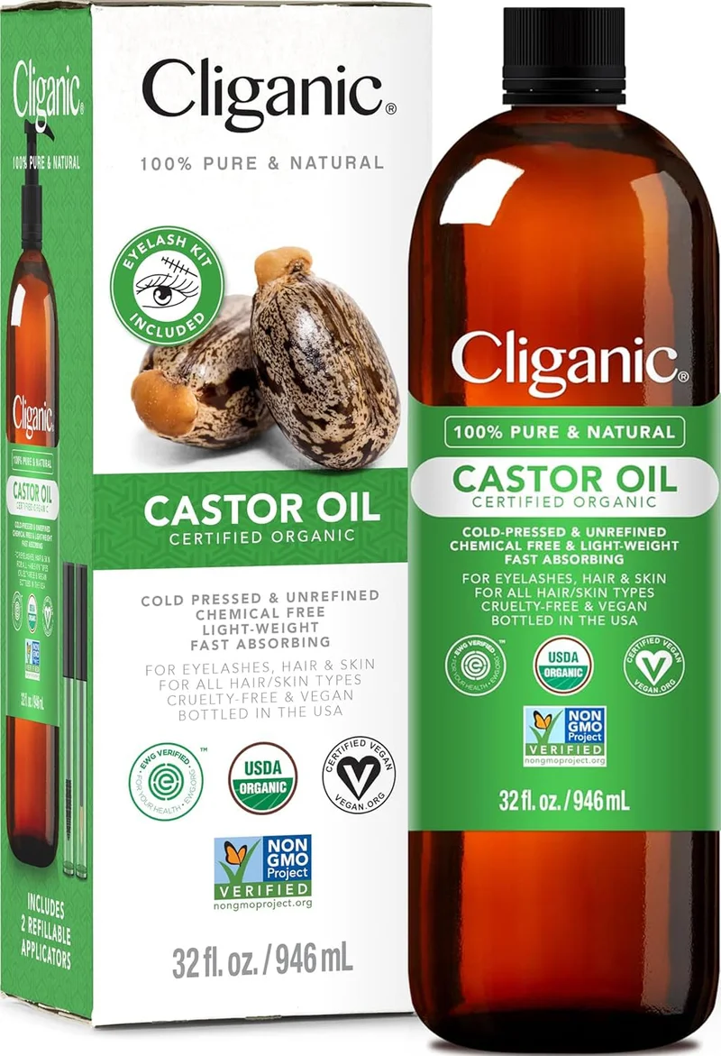 Cliganic Organic Castor Oil 32oz Eyelash Kit - Rank 9 in Castor Oils