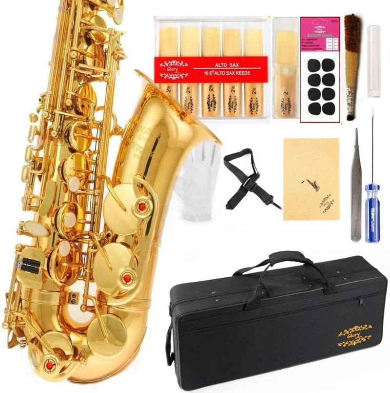 Glory Gold Lacquer E Flat Alto Saxophone with Accessories - Rank 8 in Best Bass Saxophone of 2025
