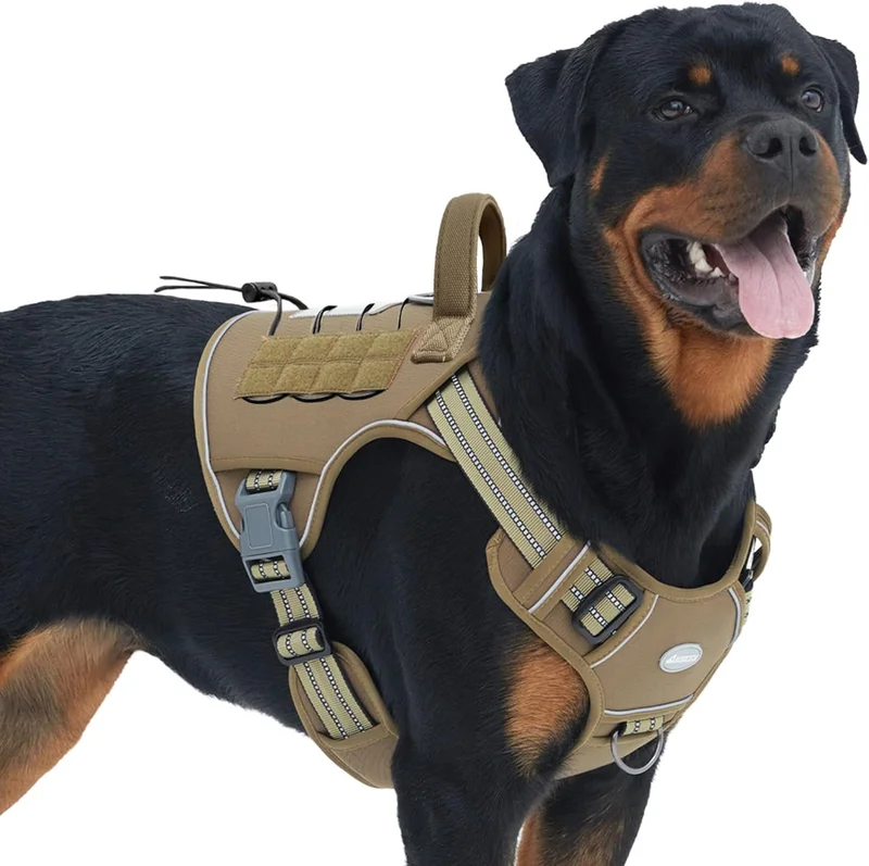 Auroth Tactical Dog Harness Large, Army Yellow - Rank 6 in Best No Pull Dog Harness of 2025