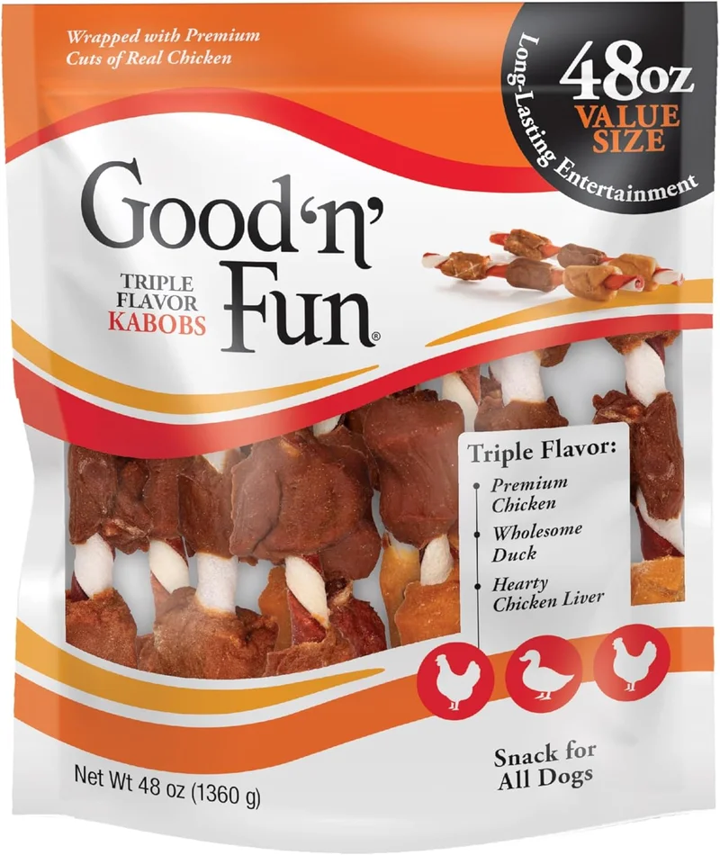 Good 'n' Fun Triple Flavor Kabobs Rawhide Dog Snack - Rank 7 in Best Dog Snack of 2025