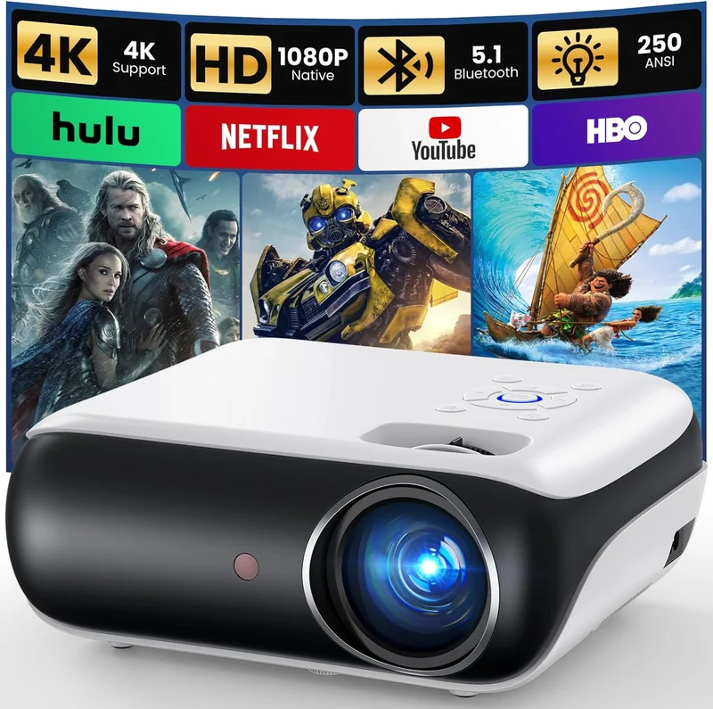 HAPPRUN 1080P Bluetooth Portable Projector - Rank 6 in Best Budget Bluetooth Speakers of 2025