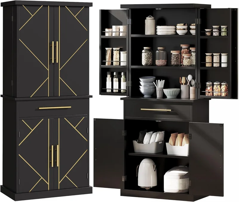 DWVO 72" Black Kitchen Pantry Cabinet - Rank 8 in Best Pantry Cabinet of 2025
