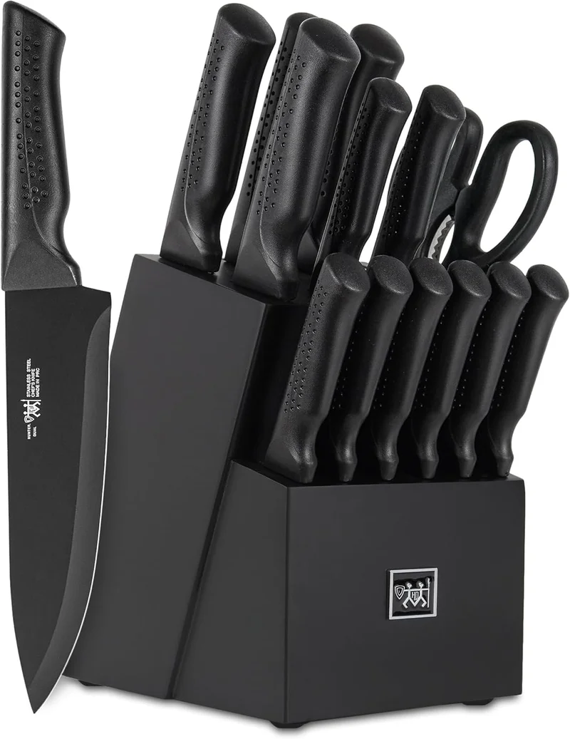 Hundop 15-Piece Black Kitchen Knife Set - Rank 9 in Best Knife Set of 2025