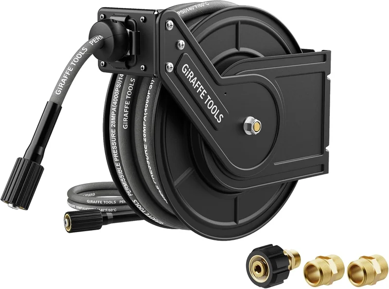 Giraffe Tools Retractable Pressure Washer Reel 4000 PSI - Rank 4 in Best Pressure Washer Hose Reel of 2025
