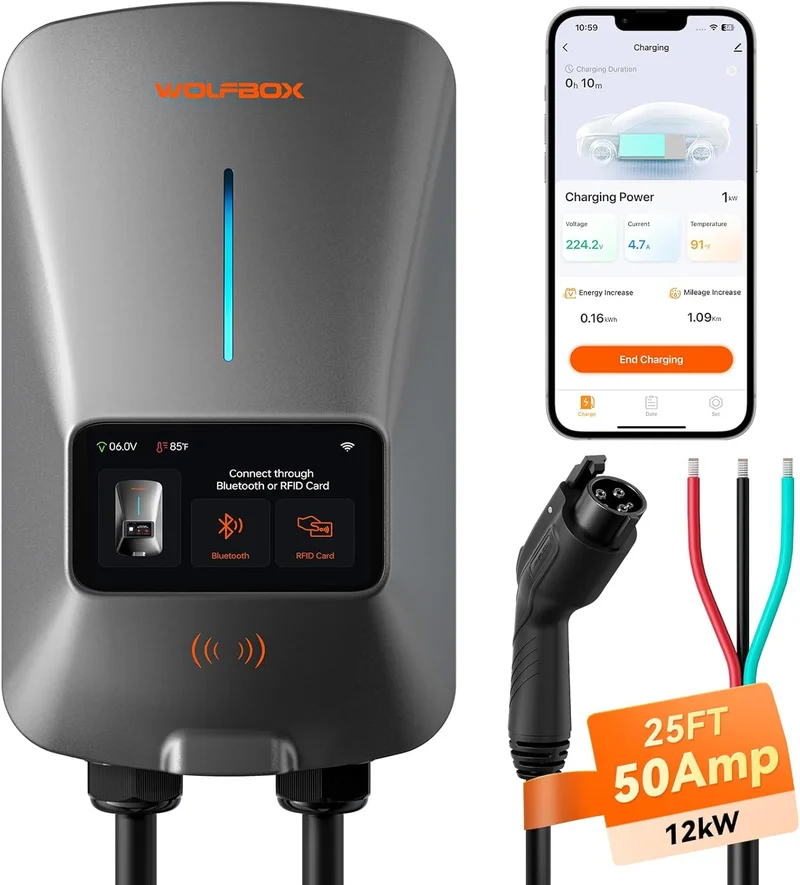 WOLFBOX 50 Amp Level 2 EV Charger - Rank 4 in Best Electric Charger of 2025