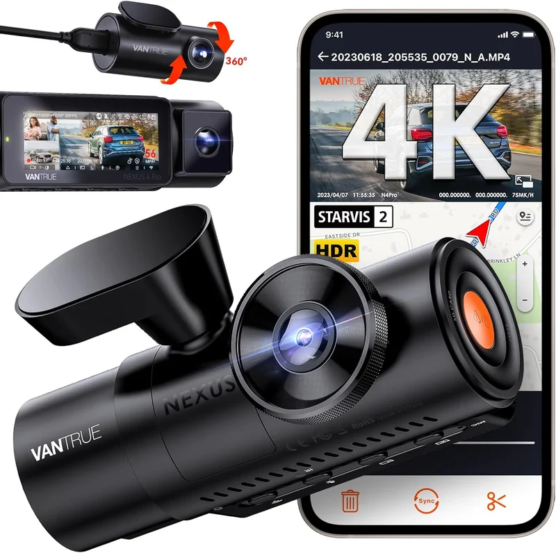 Vantrue N4 Pro 3 Channel 4K WiFi Dash Cam - Rank 7 in Best Car Camera of 2025