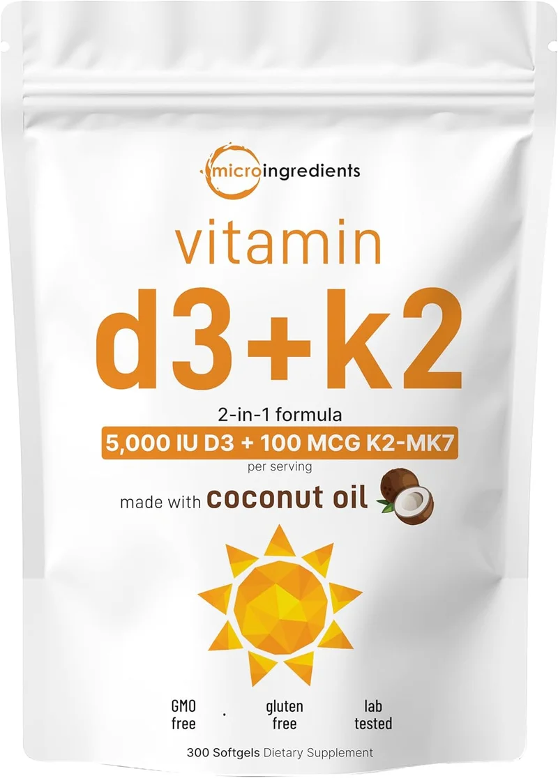 Micro Ingredients Vitamin D3 5000 IU Plus K2 100 mcg - Rank 3 in Best Vitamin D3 of 2025