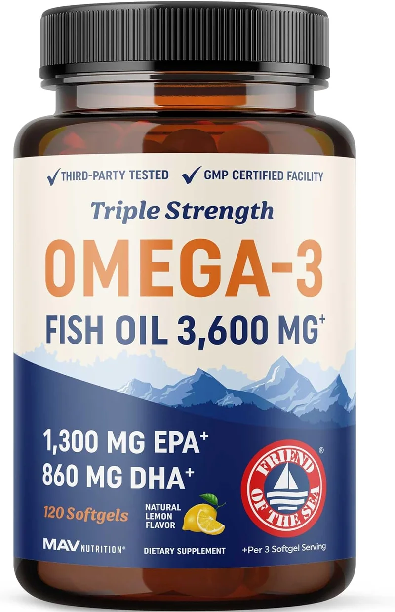 Triple Strength Omega 3 Fish Oil 3600 mg - Rank 6 in Best Fish Oil Supplements of 2025