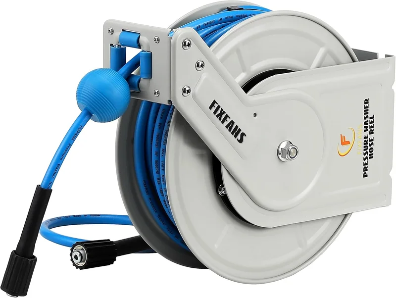 FIXFANS 60ft Retractable Pressure Washer Hose Reel - Rank 7 in Best Pressure Washer Hose Reel of 2025