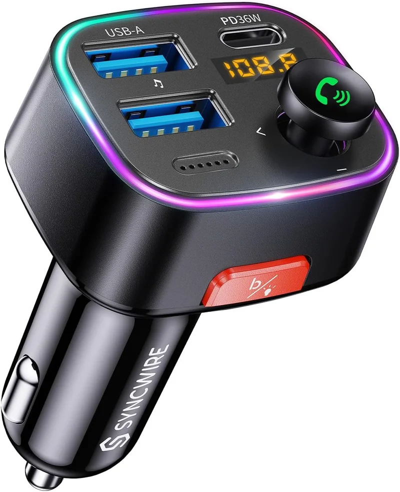Syncwire Bluetooth 5.3 FM Transmitter Car Adapter - Rank 7 in Best Wireless Car Charger of 2025