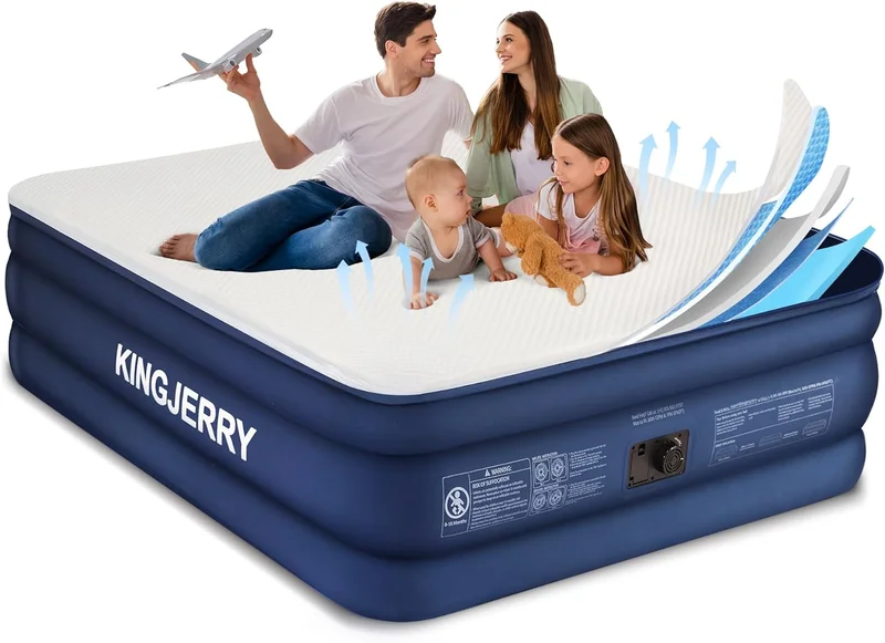 KINGJERRY Queen Air Mattress with Pump - Rank 4 in Best Air Mattress of 2025