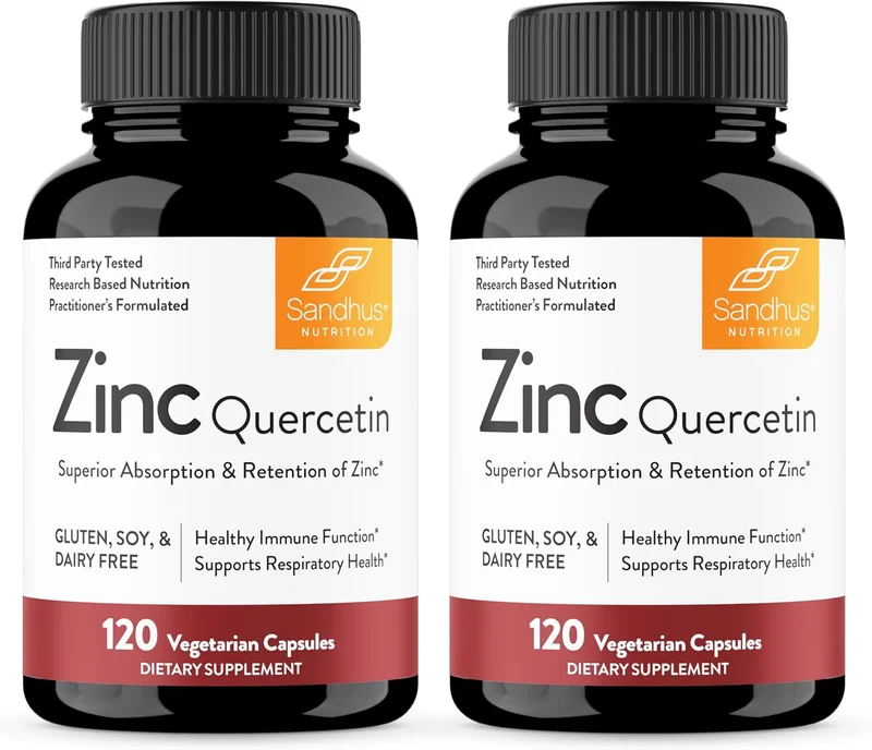 Sandhu's Zinc Quercetin Vegetarian 120 Ct (2 Pack) - Rank 8 in Best Zinc Supplements of 2025