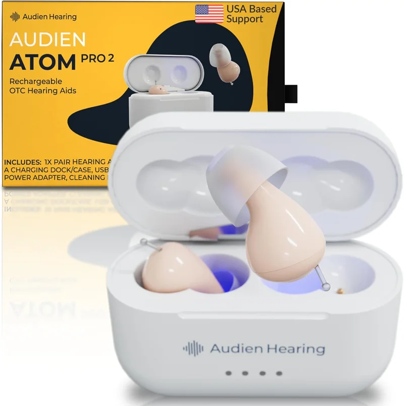 Audien Hearing ATOM PRO 2 Wireless Rechargeable Hearing Aid - Rank 1 in Best Hearing Aids of 2025