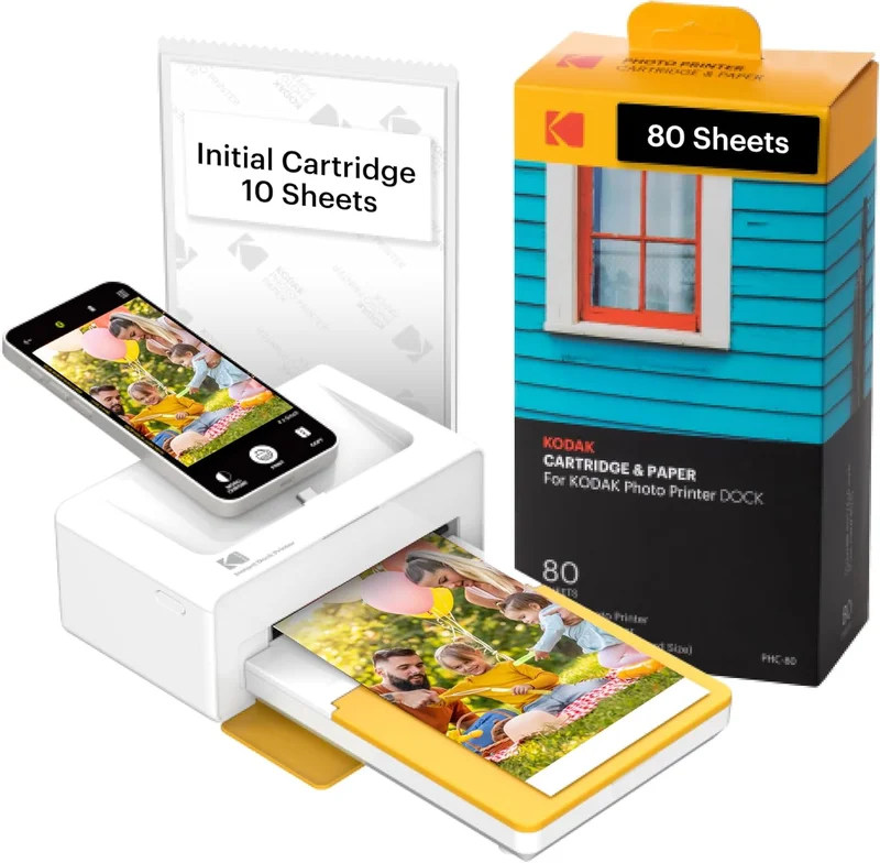 KODAK Dock Plus 4PASS Instant Photo Printer 90 Sheets Bundle - Rank 2 in Best Iphone Printer of 2025
